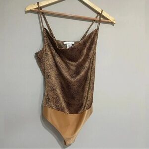 Sincerely Jules Silky Spaghetti Strap Animal Print Bodysuit Size Small